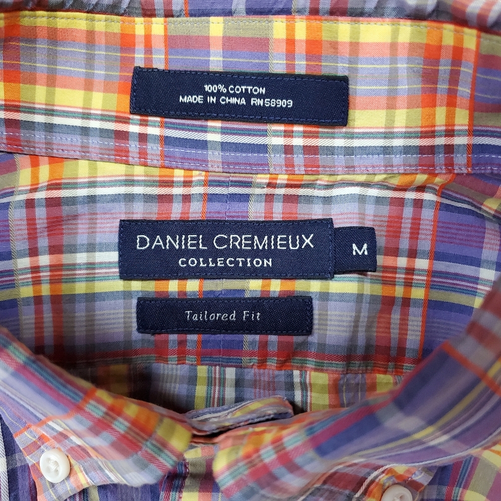 Daniel Cremieux Men's M Purple Plaid Cotton Tailored Fit Short Sleeve Shirt - Picture 8 of 11